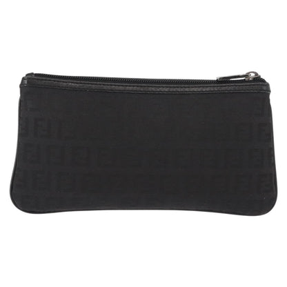 Fendi FF Logo Pouch Canvas, BLACK, CANVAS, Clutche & pouche
