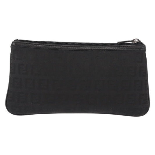 Fendi FF Logo Pouch Canvas, BLACK, CANVAS, Clutche & pouche