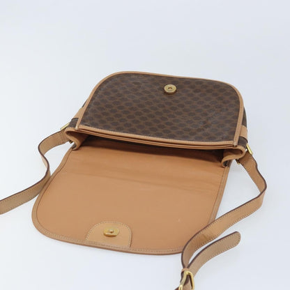 Celine Vintage Macadam Shoulder Bag Canvas and Leather, Brown, Canvas, Shoulder Bag