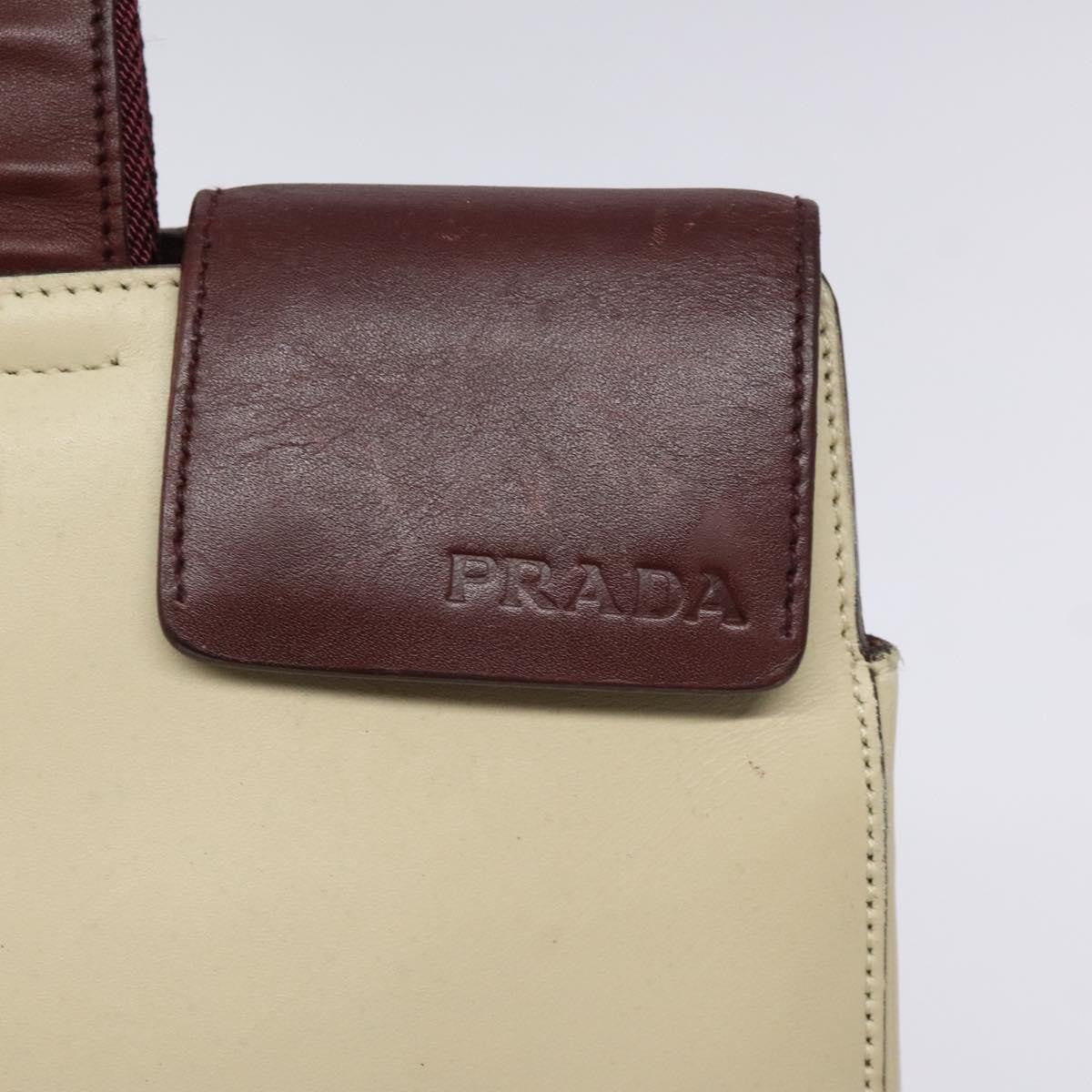 Prada Vintage Shoulder Bag Leather, BEIGE, LEATHER, Shoulder bag
