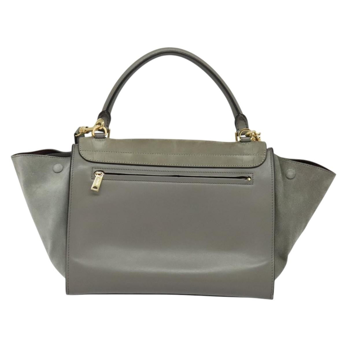 Celine Trapeze Bag Suede, GRAY, SUEDE, Handbag