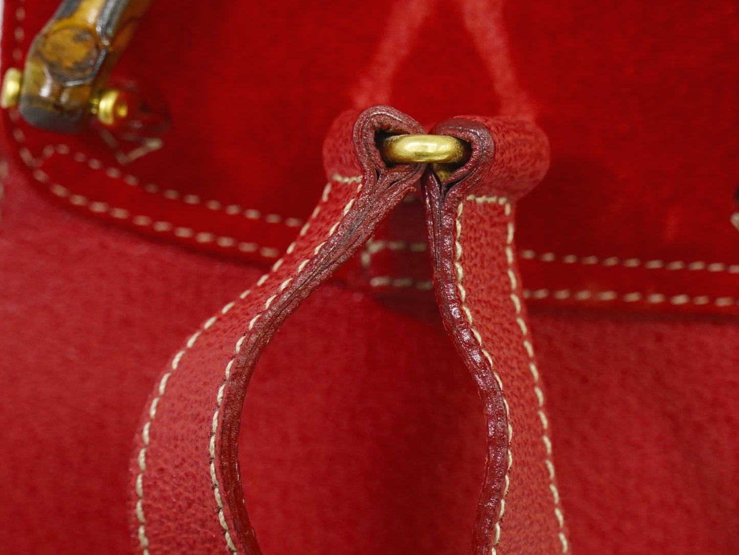 Gucci Vintage Bamboo Backpack Suede, RED, SUEDE, Backpack