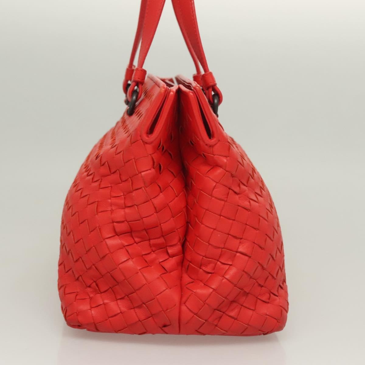 Bottega Veneta Open Shopping Tote Intrecciato Nappa, RED, LEATHER, Tote bag