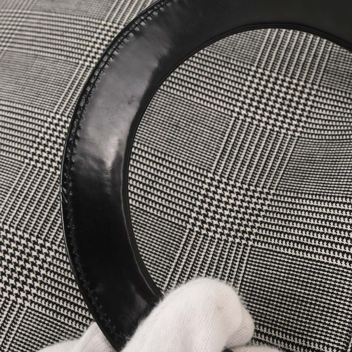 Christian Dior Vintage Lady Dior Bag Houndstooth Canvas, BLACK, CANVAS, Handbag