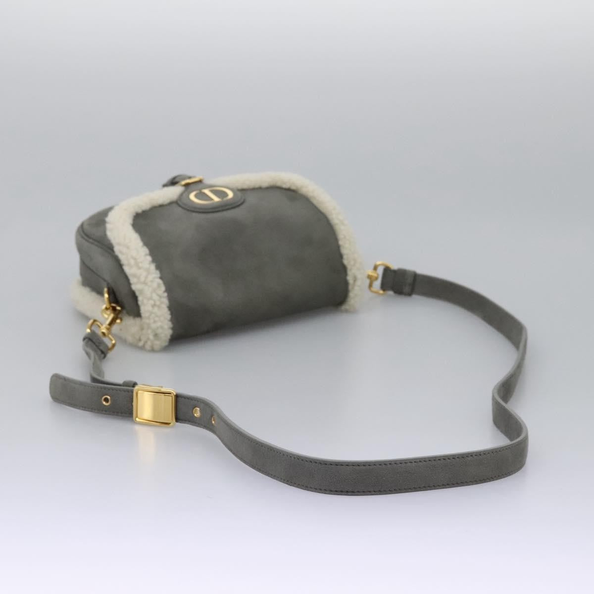 Christian Dior Bobby Flap Bag Shearling and Suede, GRAY, SUEDE, Shoulder bag