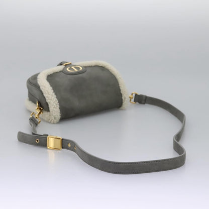 Christian Dior Bobby Flap Bag Shearling and Suede, GRAY, SUEDE, Shoulder bag