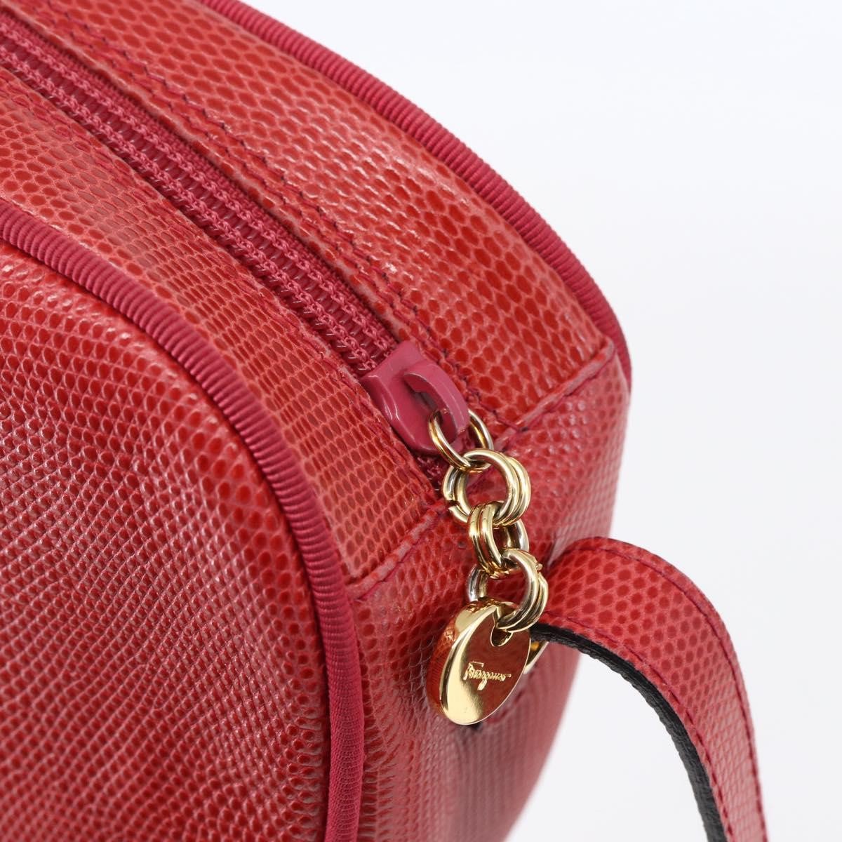 Salvatore Ferragamo Vala Shoulder Bag Embossed Leather, RED, LEATHER, Shoulder bag