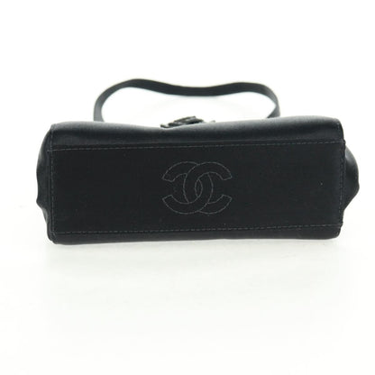 Chanel Vintage Crystal Camellia Evening Bag Satin, BLACK, SATIN, Shoulder bag