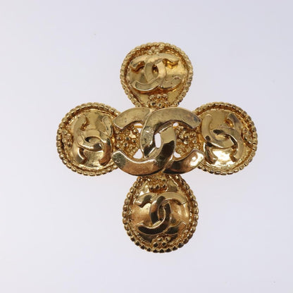 Chanel CC Cross Badge Brooch Metal, GOLD, METAL, Brooch