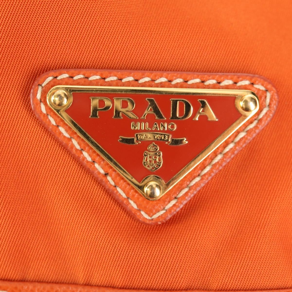 Prada Vela Double Front Pocket Backpack Tessuto with Saffiano Leather, ORANGE, NYLON, Backpack