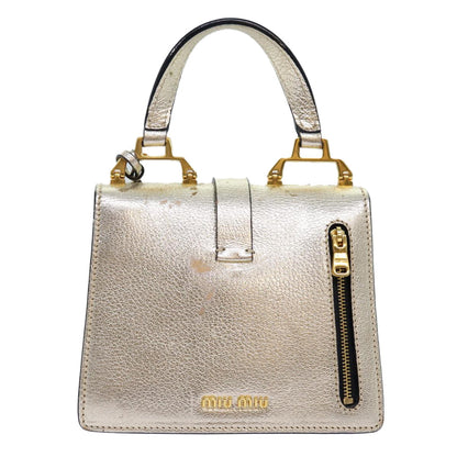 Miu Miu Madras Convertible Compartment Top Handle Bag Leather, GOLD, LEATHER, Handbag