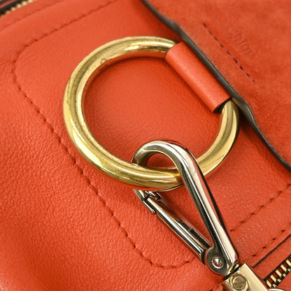 Chloe Faye Backpack Leather and Suede, ORANGE, SUEDE, Backpack