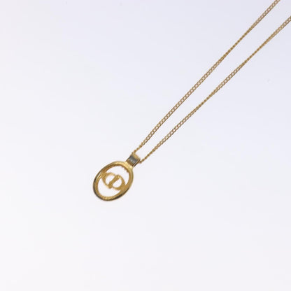 Christian Dior CD Round Pendant Necklace Metal, GOLD, METAL, Necklace
