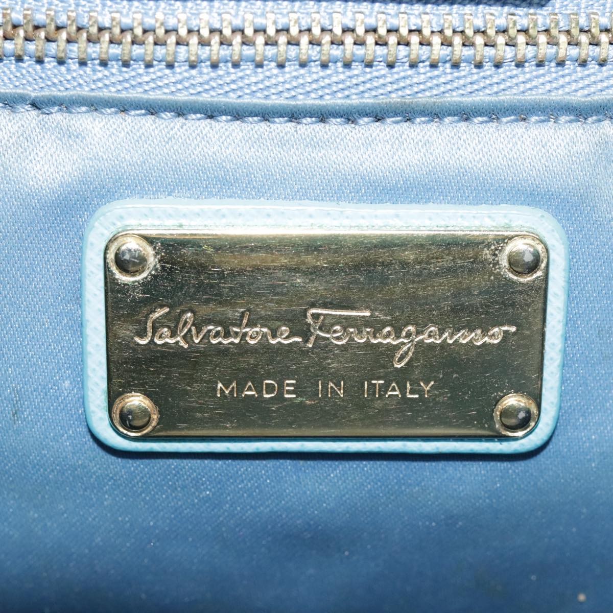 Salvatore Ferragamo Vara Bow Chain Tote Leather, BLUE, LEATHER, Tote bag