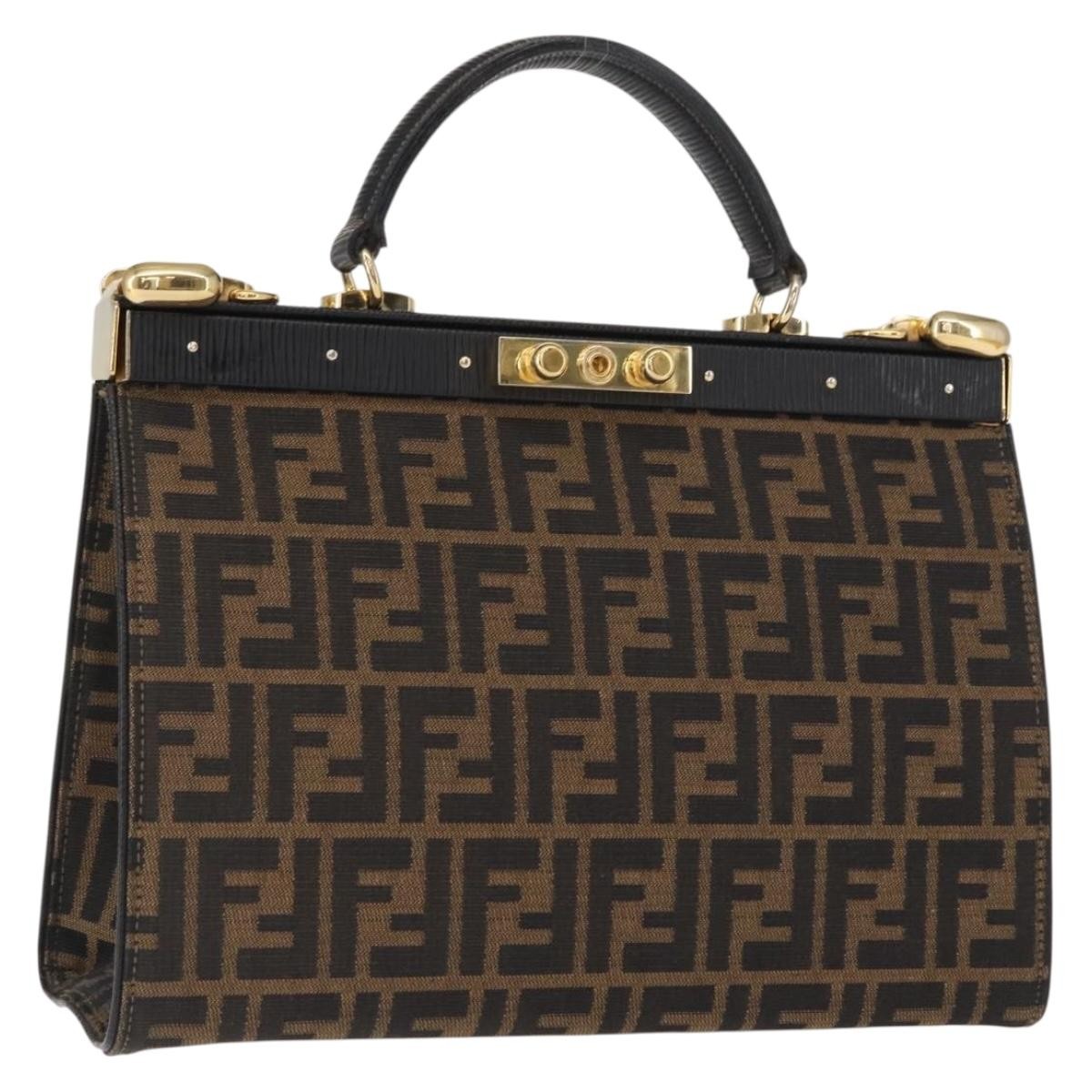 Fendi Vintage Zucca Handbag Zucca, BROWN, CANVAS, Handbag