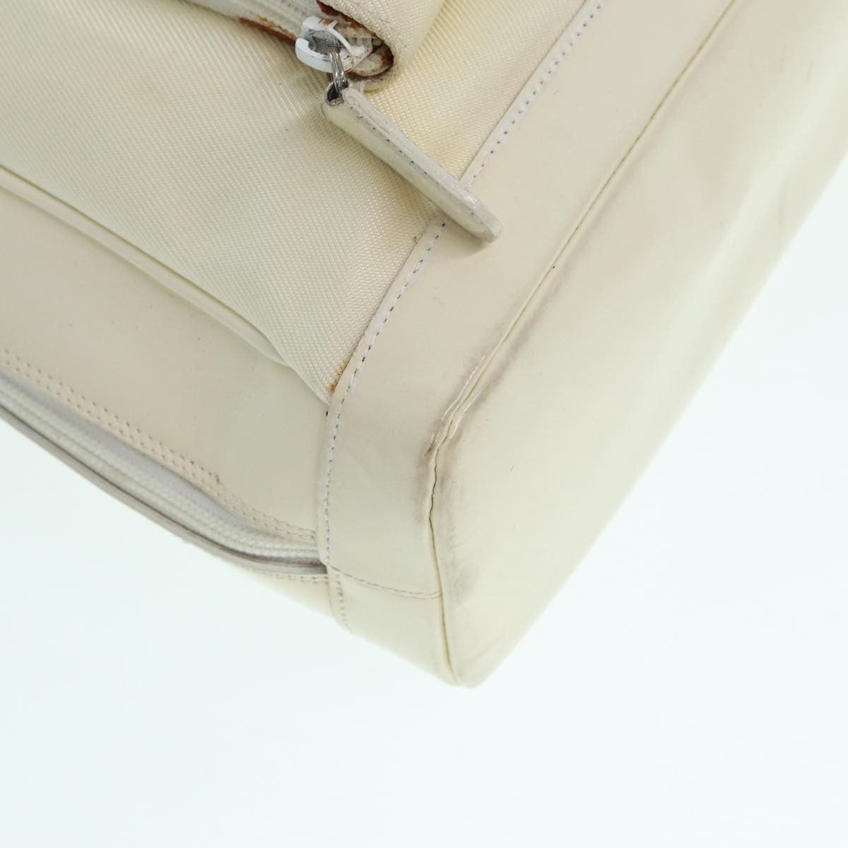 Gucci Vintage Bamboo Backpack Nylon and Patent Leather, WHITE, NYLON, Backpack