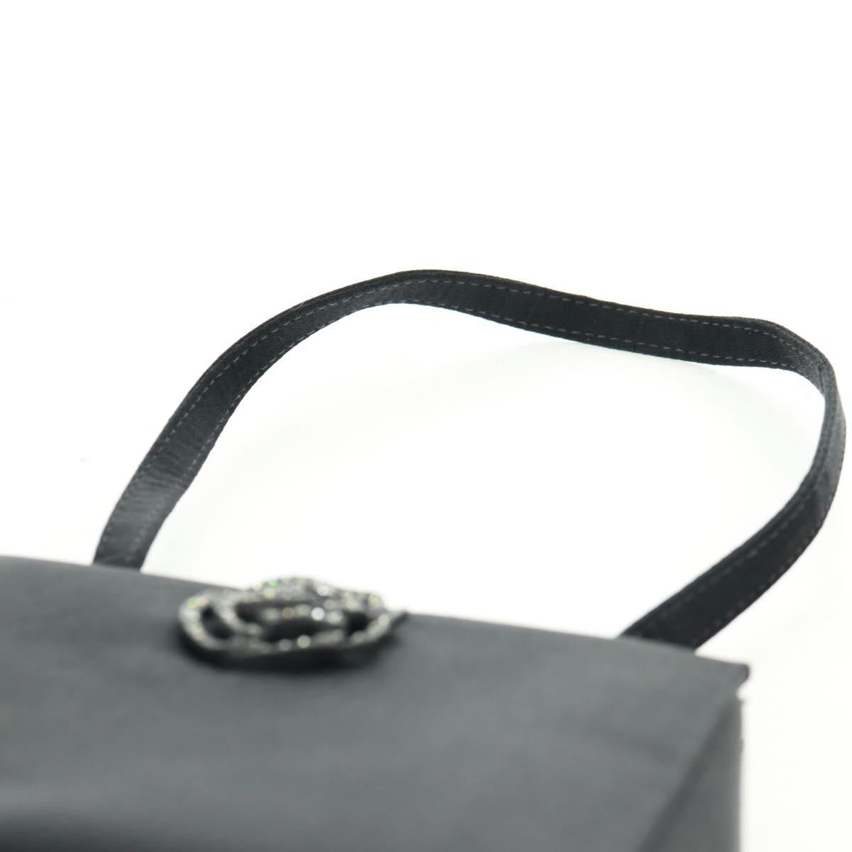 Chanel Vintage Crystal Camellia Evening Bag Satin, BLACK, SATIN, Shoulder bag