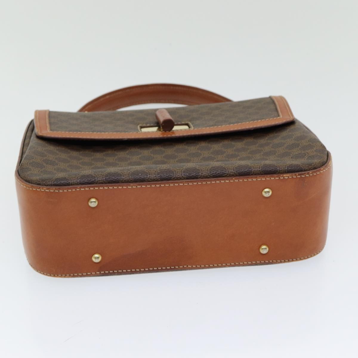 Celine Vintage Convertible Top Handle Bag Macadam Coated Canvas, BROWN, CANVAS, Handbag