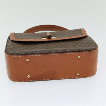 Celine Vintage Convertible Top Handle Bag Macadam Coated Canvas, BROWN, CANVAS, Handbag