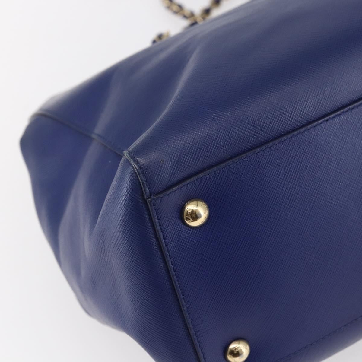 Salvatore Ferragamo Vara Bow Chain Tote Leather, BLUE, LEATHER, Tote bag