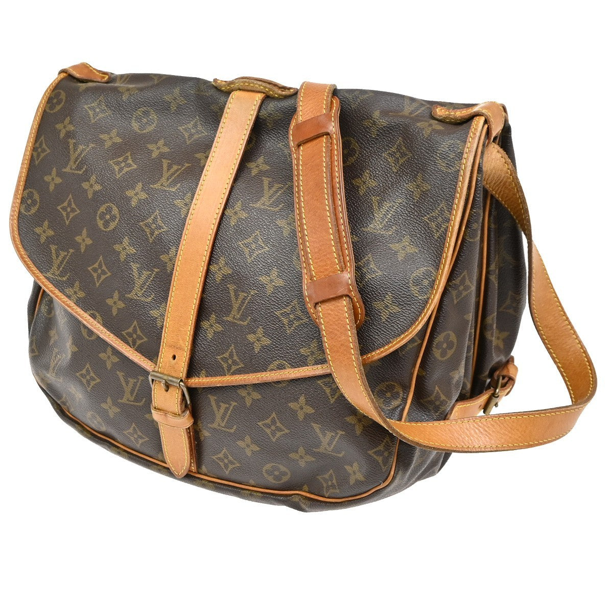 Louis Vuitton Saumur Handbag Monogram Canvas, BROWN, CANVAS, Shoulder bag