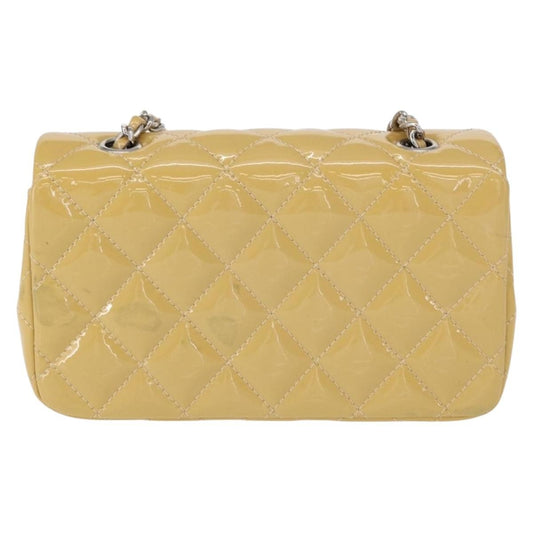 Chanel Vintage Classic Single Flap Bag Quilted Patent, YELLOW, PATENT_LEATHER, Shoulder bag