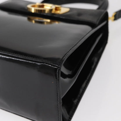 Salvatore Ferragamo Gancini handbag Patent leather, BLACK, PATENT_LEATHER, Handbag