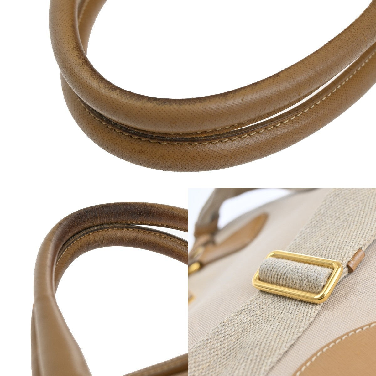Prada Convertible Tote Canvas and Saffiano Leather, Beige, Canvas, Tote Bag