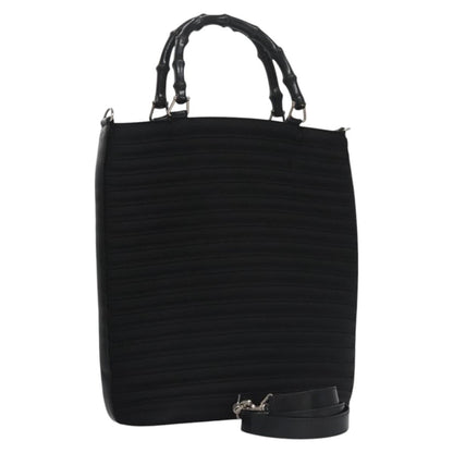 Gucci Vintage Bamboo Handle Bag Nylon, BLACK, CANVAS, Handbag