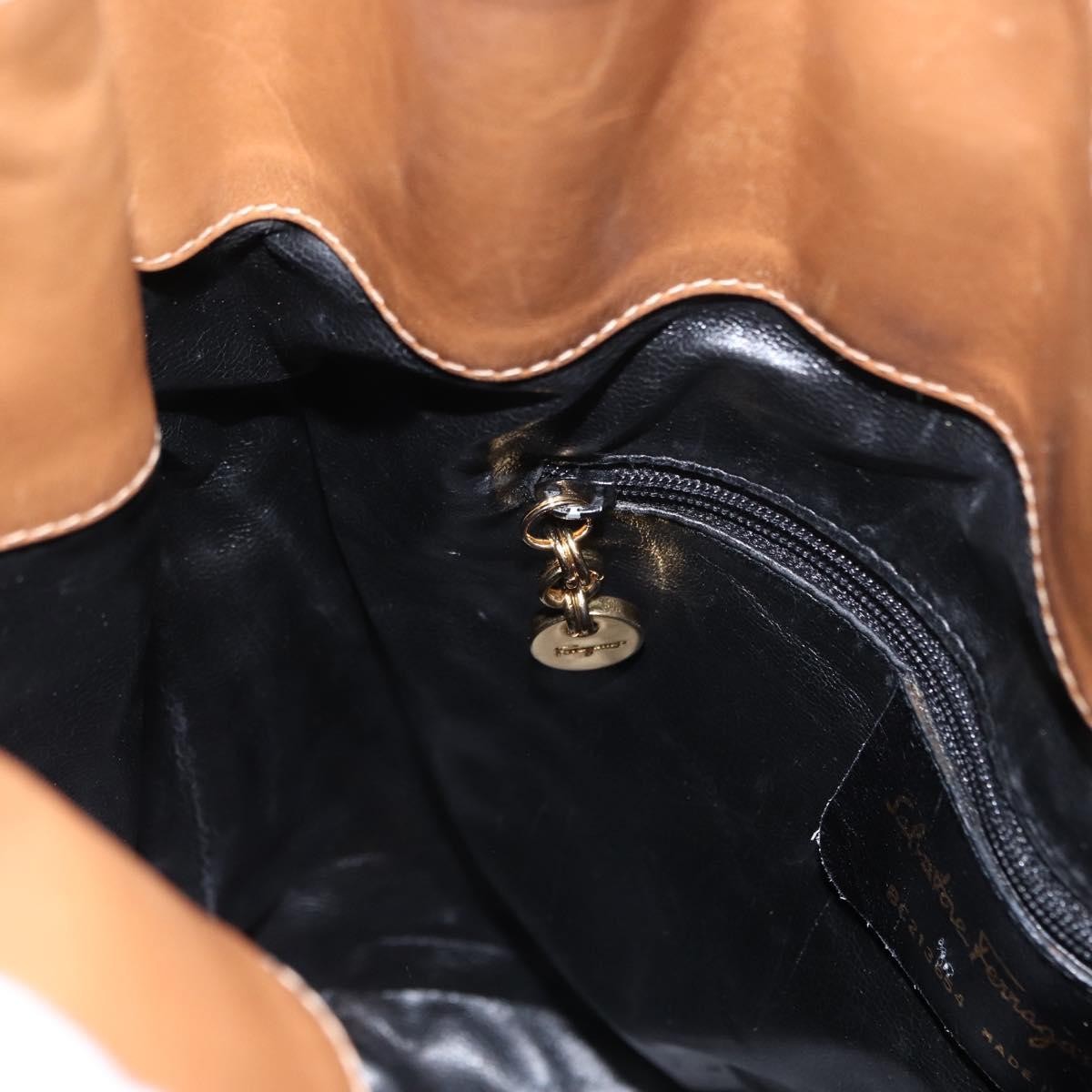 Salvatore Ferragamo Vintage Shoulder Bag Leather, BEIGE, SUEDE, Shoulder bag