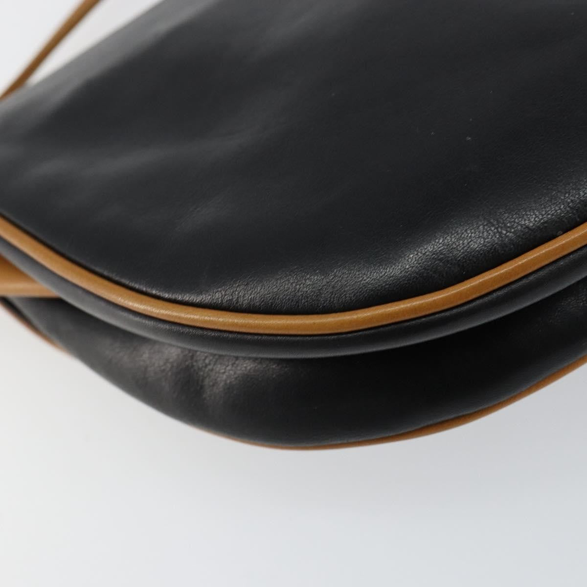 Celine Vintage Flap Shoulder Bag Leather, NAVY, LEATHER, Shoulder bag