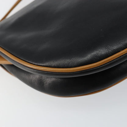 Celine Vintage Flap Shoulder Bag Leather, NAVY, LEATHER, Shoulder bag