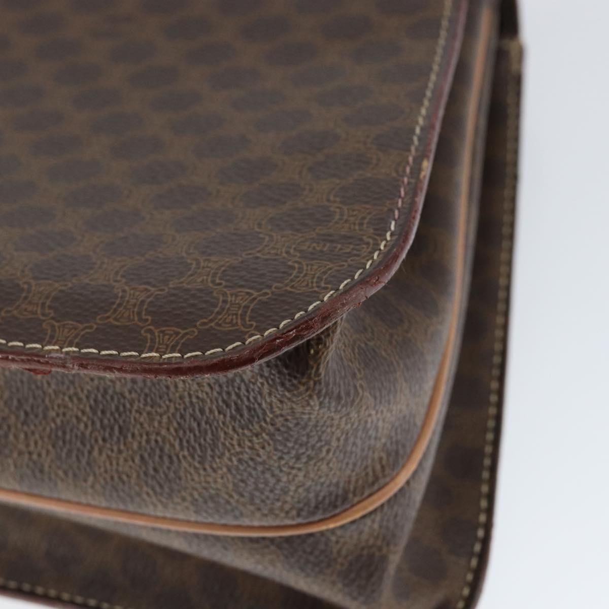 Celine Vintage Macadam Handbag Canvas, BROWN, PVC, Handbag