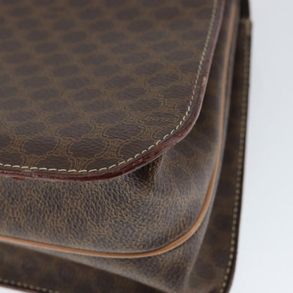 Celine Vintage Macadam Handbag Canvas, BROWN, PVC, Handbag