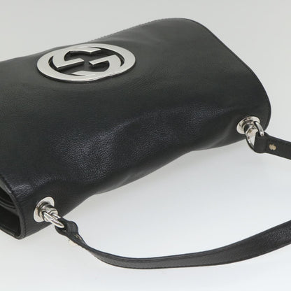 Gucci Blondie Flap Bag Leather, Black, Leather, Shoulder Bag