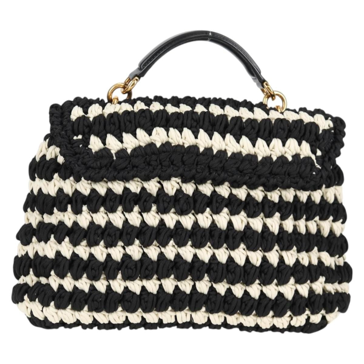 Salvatore Ferragamo Margot Satchel Braided Fabric, WHITE, POLYESTER, Handbag
