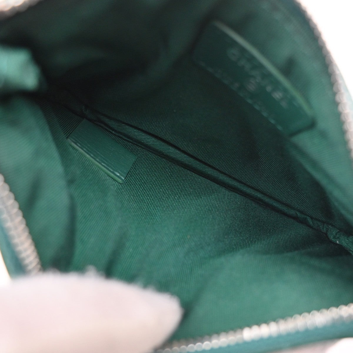 Chanel Card Case Leather, GREEN, LEATHER, Clutche & pouche