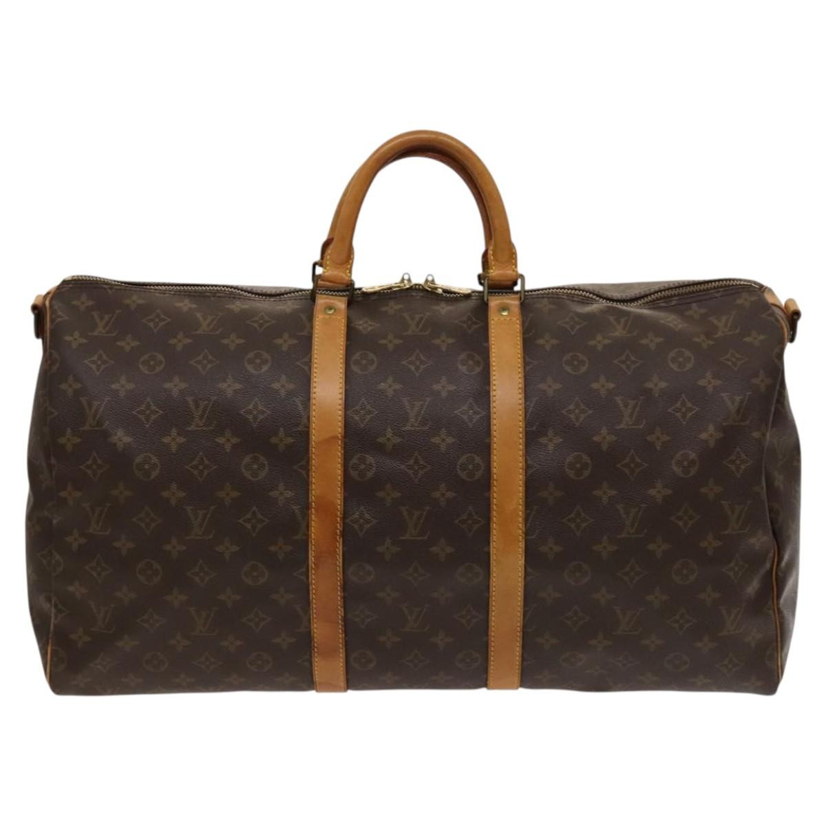 Louis Vuitton Keepall Bandouliere Bag Monogram Canvas, BROWN, CANVAS, Travel bag