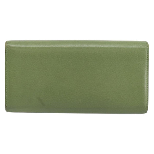 Gucci Logo Embossed Continental Wallet Leather, GREEN, LEATHER, Wallets