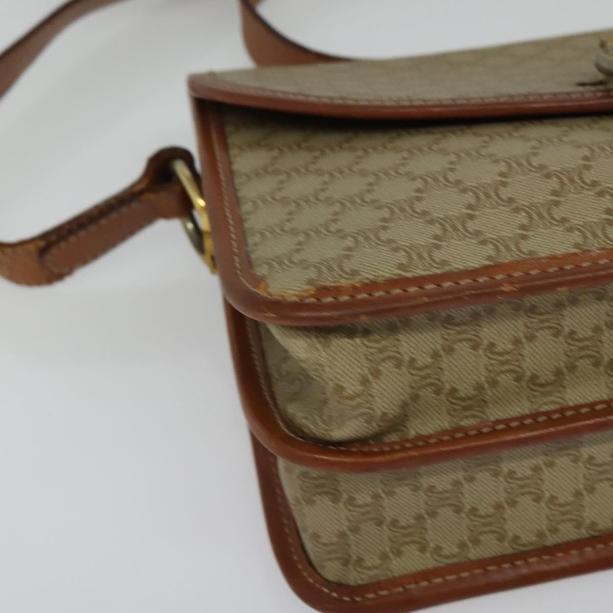 Celine Macadam Shoulder Bag PVC Leather, BEIGE, CANVAS, Shoulder bag