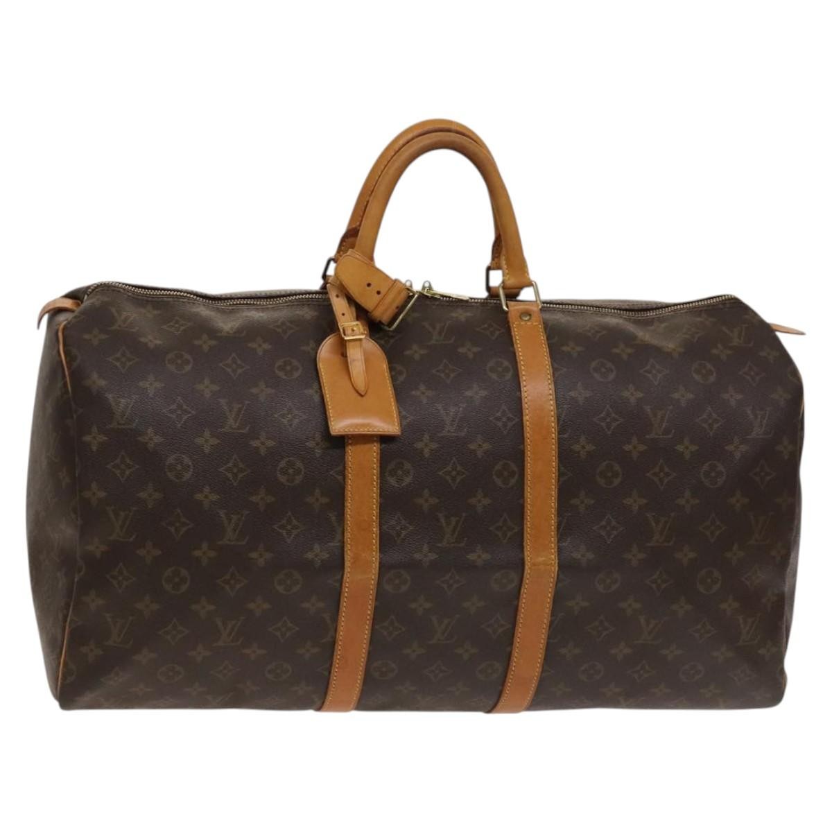 Louis Vuitton Keepall Bag Monogram Canvas, BROWN, CANVAS, Travel bag