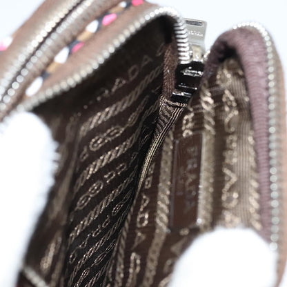 Prada Baguette Shoulder Bag Quilted Tessuto with Leather, BROWN, NYLON, Shoulder bag