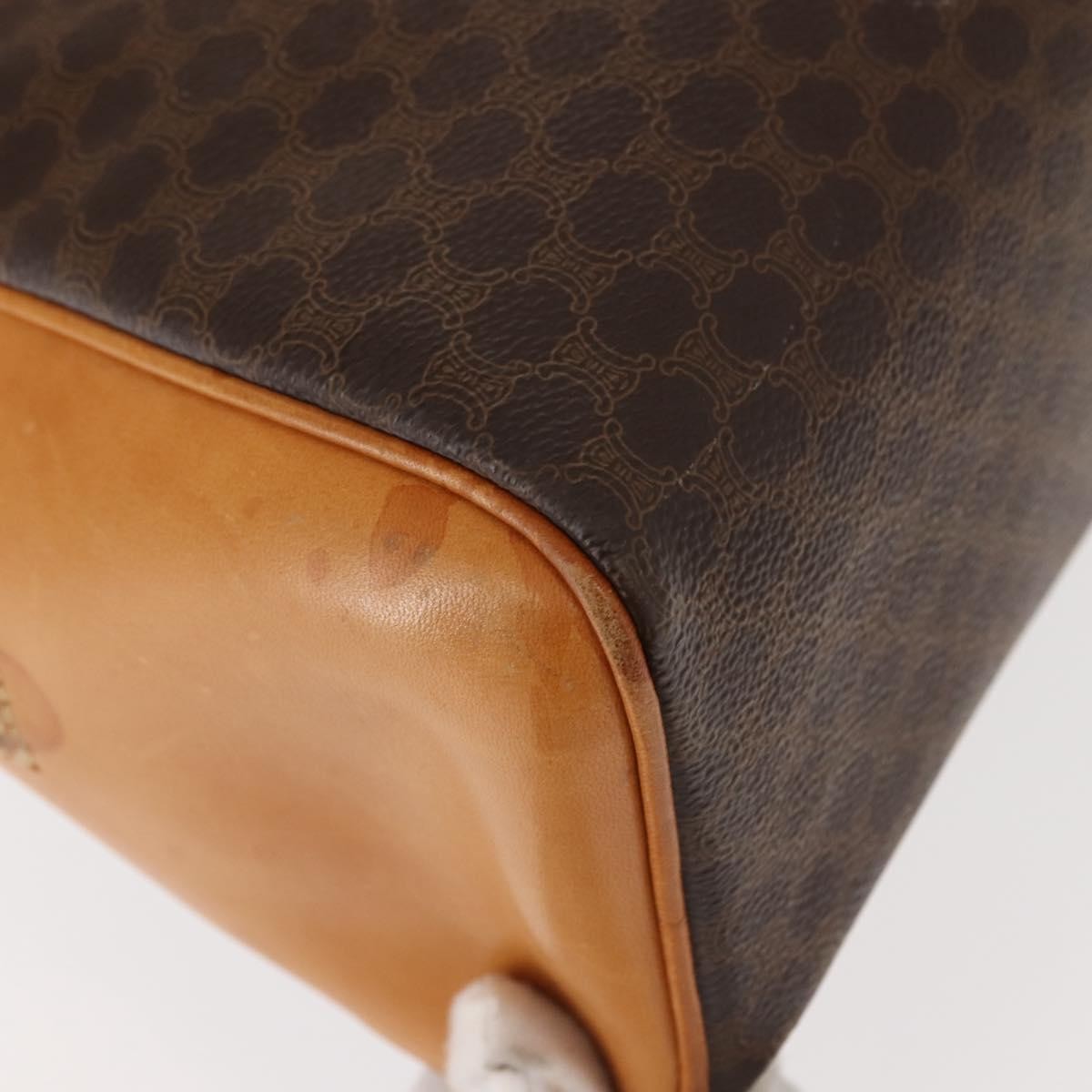 Celine Vintage Macadam Handbag Canvas and Leather, BROWN, CANVAS, Handbag