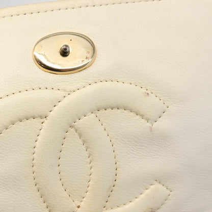 Chanel Full Flap Wallet on Chain Quilted Lambskin, WHITE, LEATHER, Clutche & pouche
