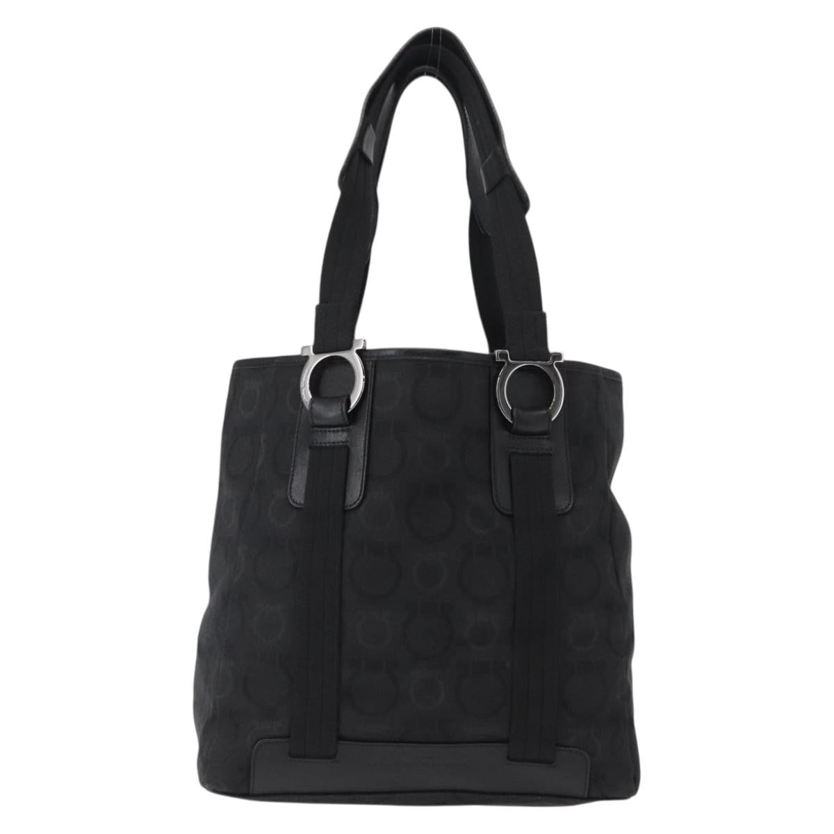 Salvatore Ferragamo Gancini Tote Gancini Canvas, BLACK, CANVAS, Tote bag