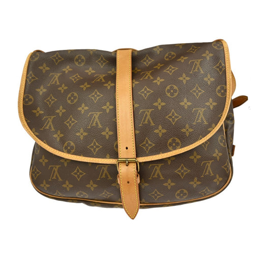 Louis Vuitton Saumur Handbag Monogram Canvas, BROWN, CANVAS, Shoulder bag