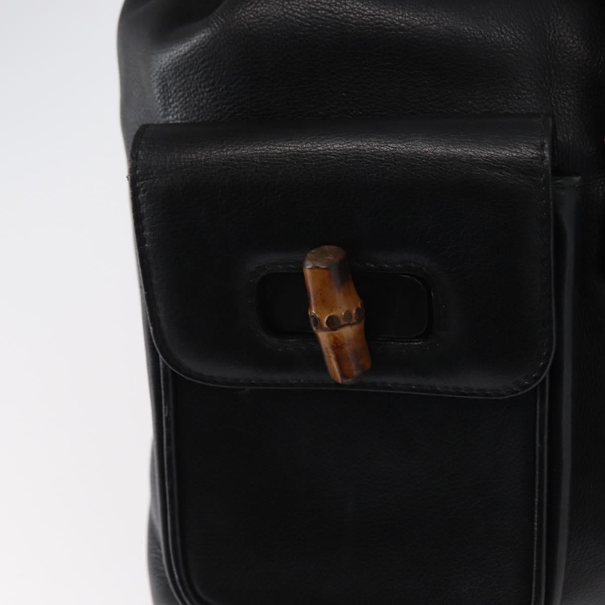 Gucci Vintage Bamboo Backpack Leather, BLACK, LEATHER, Backpack