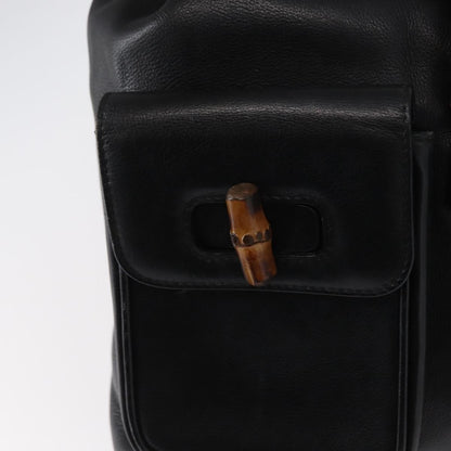 Gucci Vintage Bamboo Backpack Leather, BLACK, LEATHER, Backpack