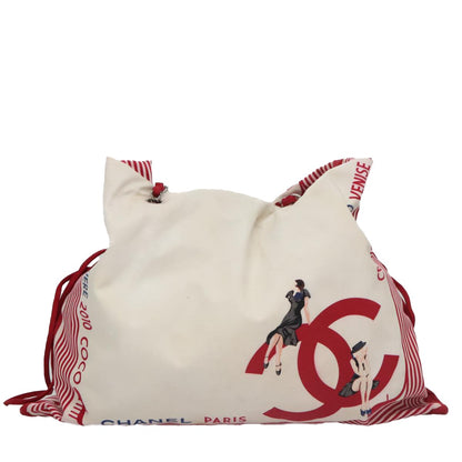 Chanel Paris-Venice Bon Bon Tote Printed Canvas, WHITE, NYLON, Tote bag
