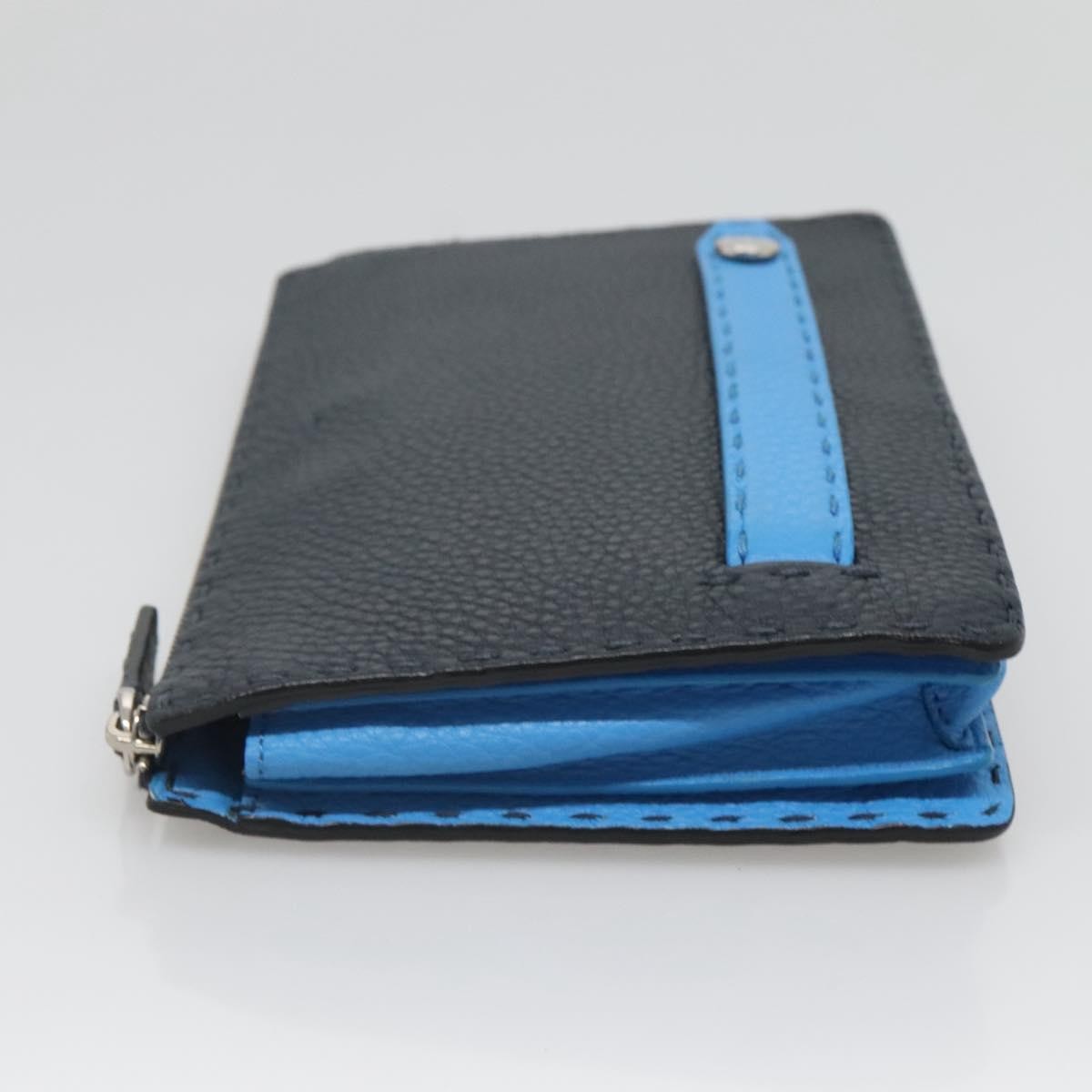 Fendi Selleria Zip Pouch Leather, BLACK, LEATHER, Clutche & pouche